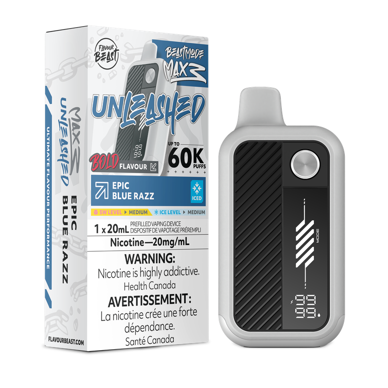 Flavour Beast Mode Max 3 60K Unleashed Epic Blue Razz Iced 20mg/mL disposable (Provincial)