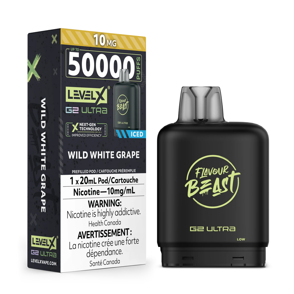 Flavour Beast Level X G2 Ultra Pod 50K Wild White Grape Iced 10mg/mL (Provincial)