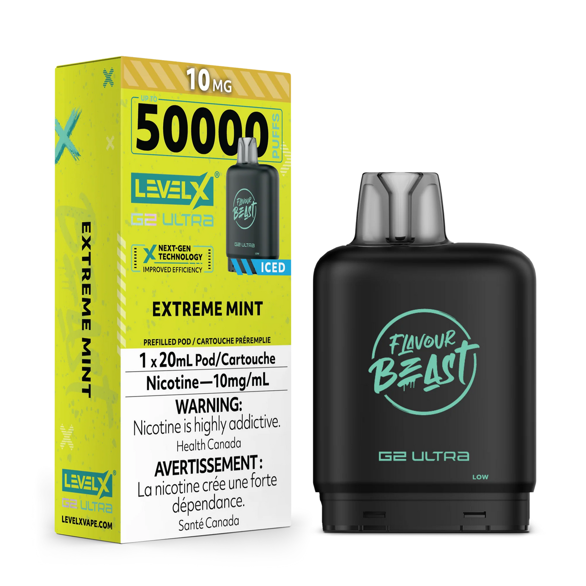 Flavour Beast Level X G2 Ultra Pod 50k Extreme Mint Iced 10mg/mL (Provincial)