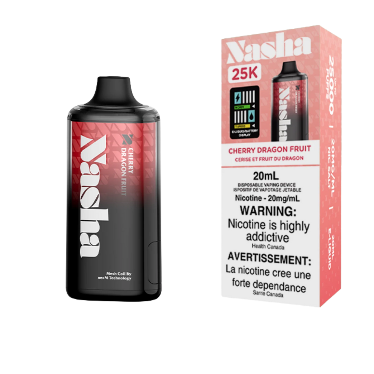Nasha 25K Cherry Dragonfruit 20mg/mL disposable (Provincial)