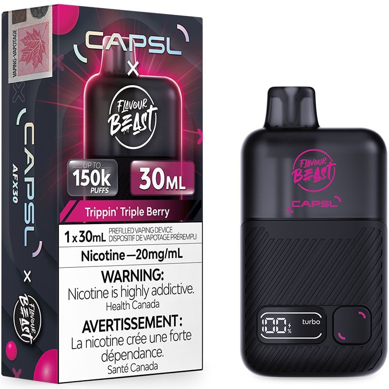 Capsl x Flavour Beast 150K Trippin Triple Berry 20mg/30mL Disposable (Provincial)