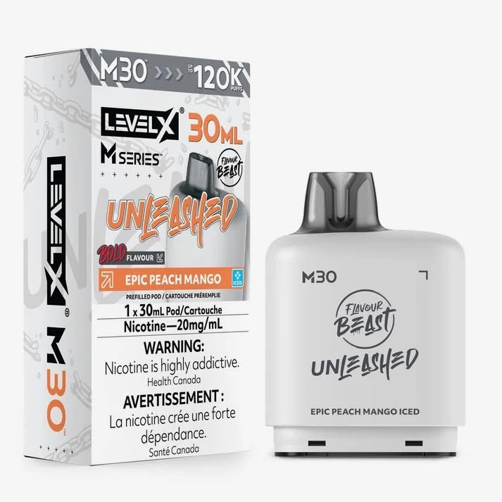 Levelx M series Pod 120k Unleashed Epic Peach Mango Iced 20mg/30ml (Provincial)
