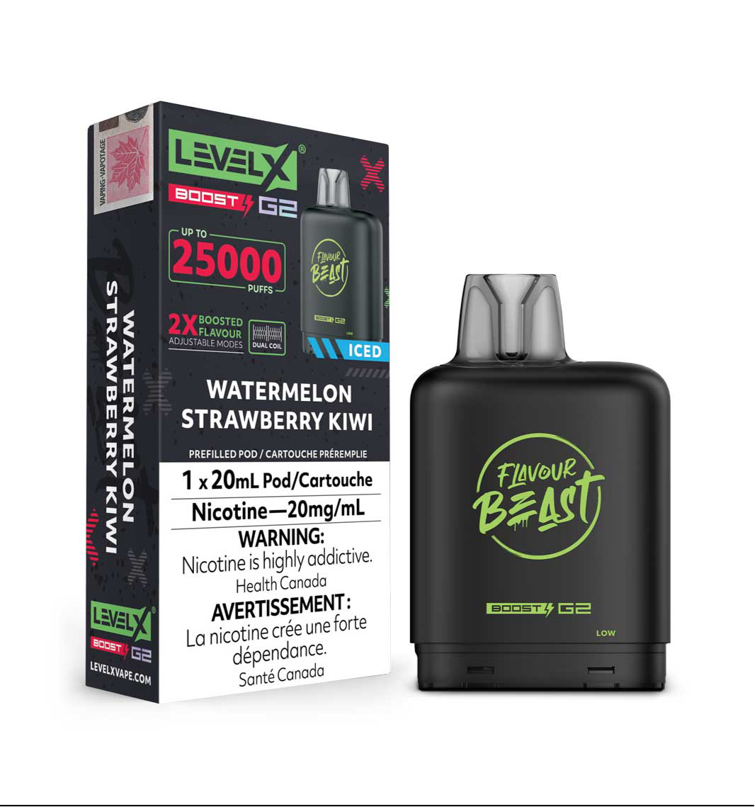 Flavour Beast LevelX Boost G2 pod 25K Watermelon Strawberry Kiwi Iced 20mg/mL (Provincial)