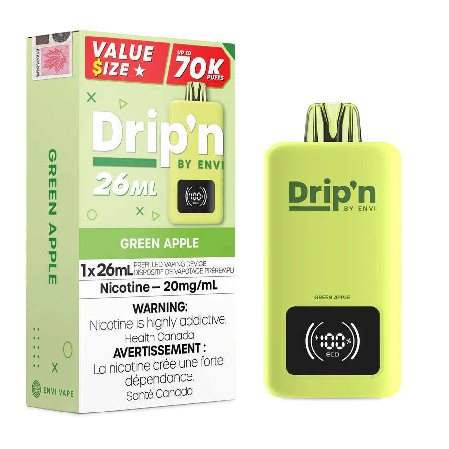 Drip’n 70K Green Apple 20mg/ml Disposable (Provincial)