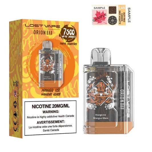 Lost vape orion bar 7500 Mango ice 20mg/mL disposable