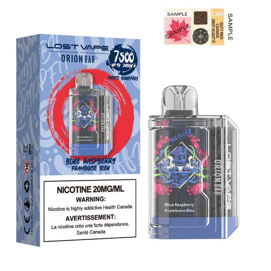 Lost vape orion bar 7500 Blue raspberry 20mg/mL disposable