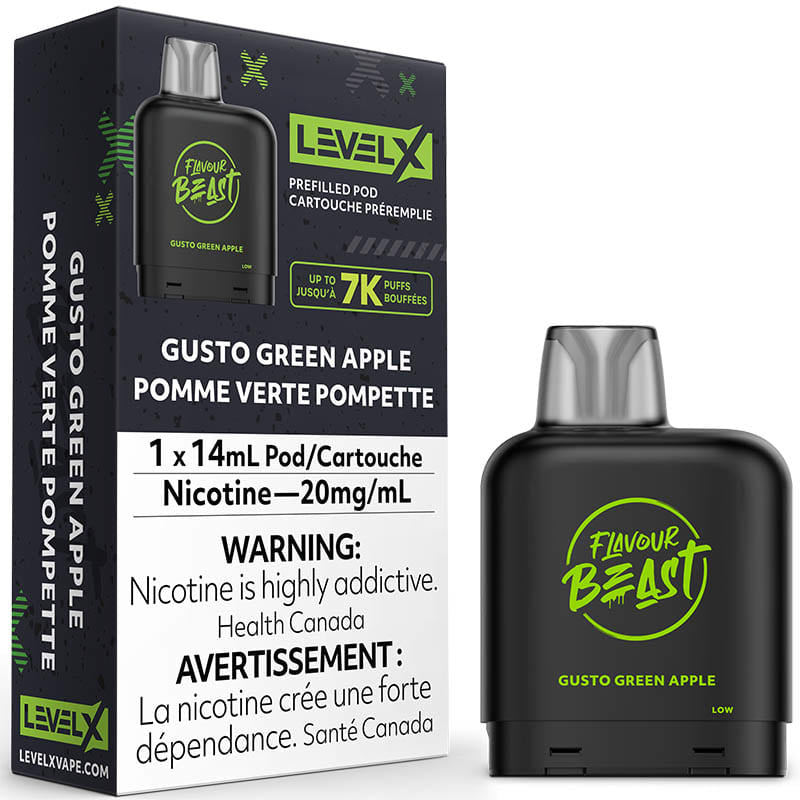 Flavour beast levelX pod 7K Gusto green apple 20mg/mL disposable