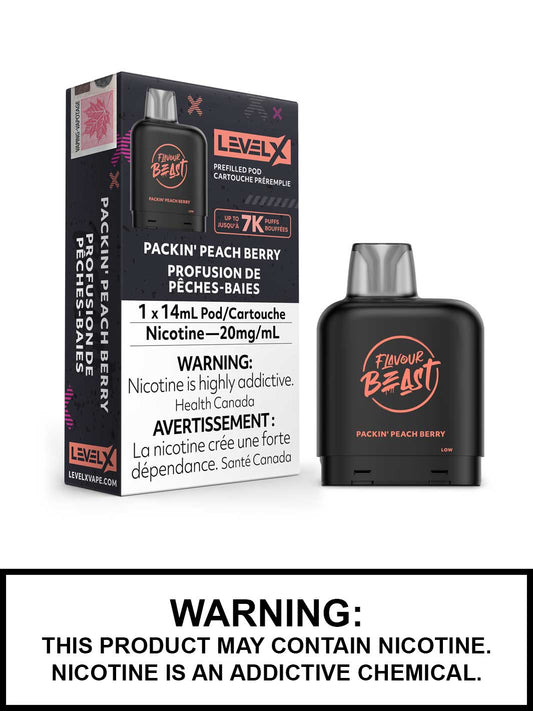 Flavour beast levelX pod 7K Packin’ peach berry 20mg/mL disposable