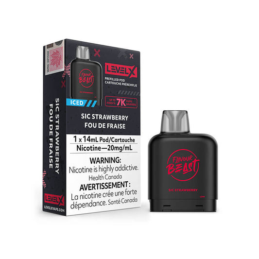 Flavour beast levelX pod 7K Sic strawberry 20mg/mL disposable