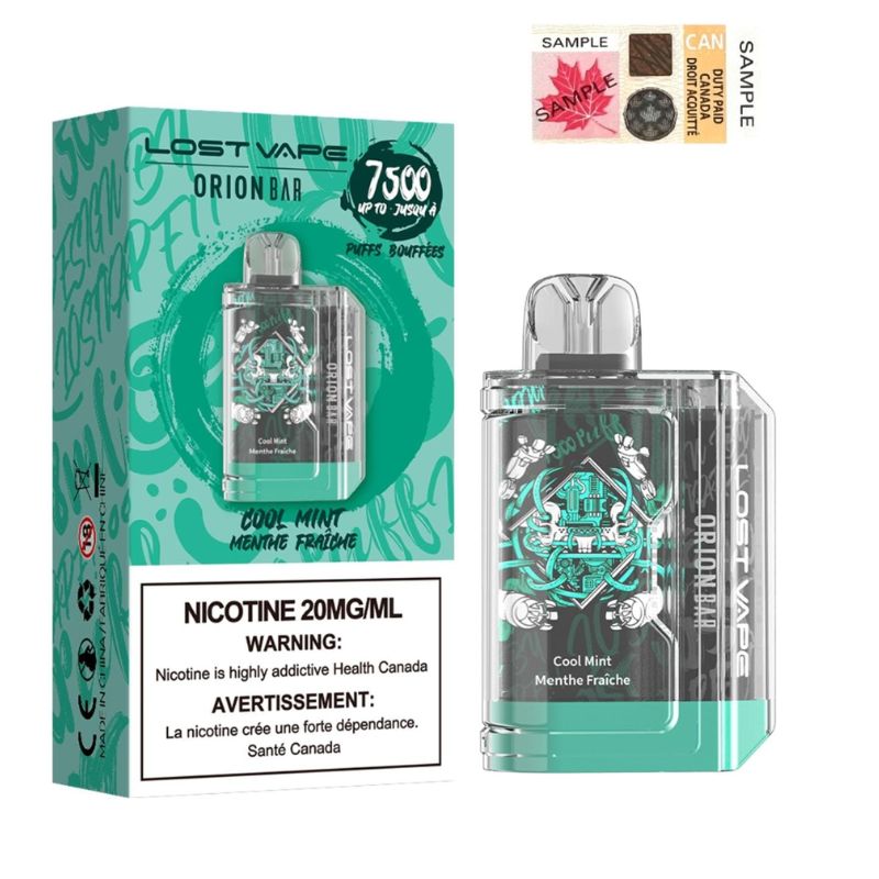 Lost vape orion bar 7500 Cool Mint 20mg/mL disposable (Provincial)