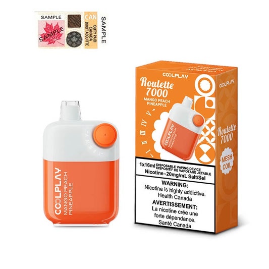 Coolplay Roulette 7k puffs Mango Peach Pineapple 20mg disposable