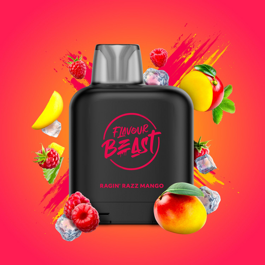 Flavour beast levelX pod 7K Ragin’ razz mango 20mg/mL disposable