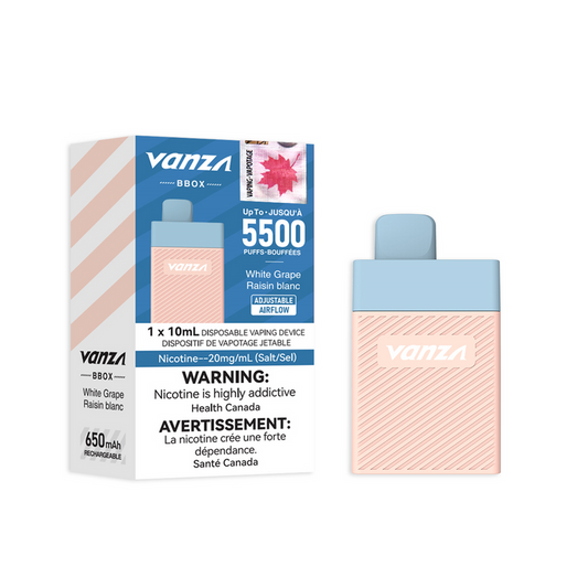 Vanza bbox 5500 white grape disposable vape 20mg